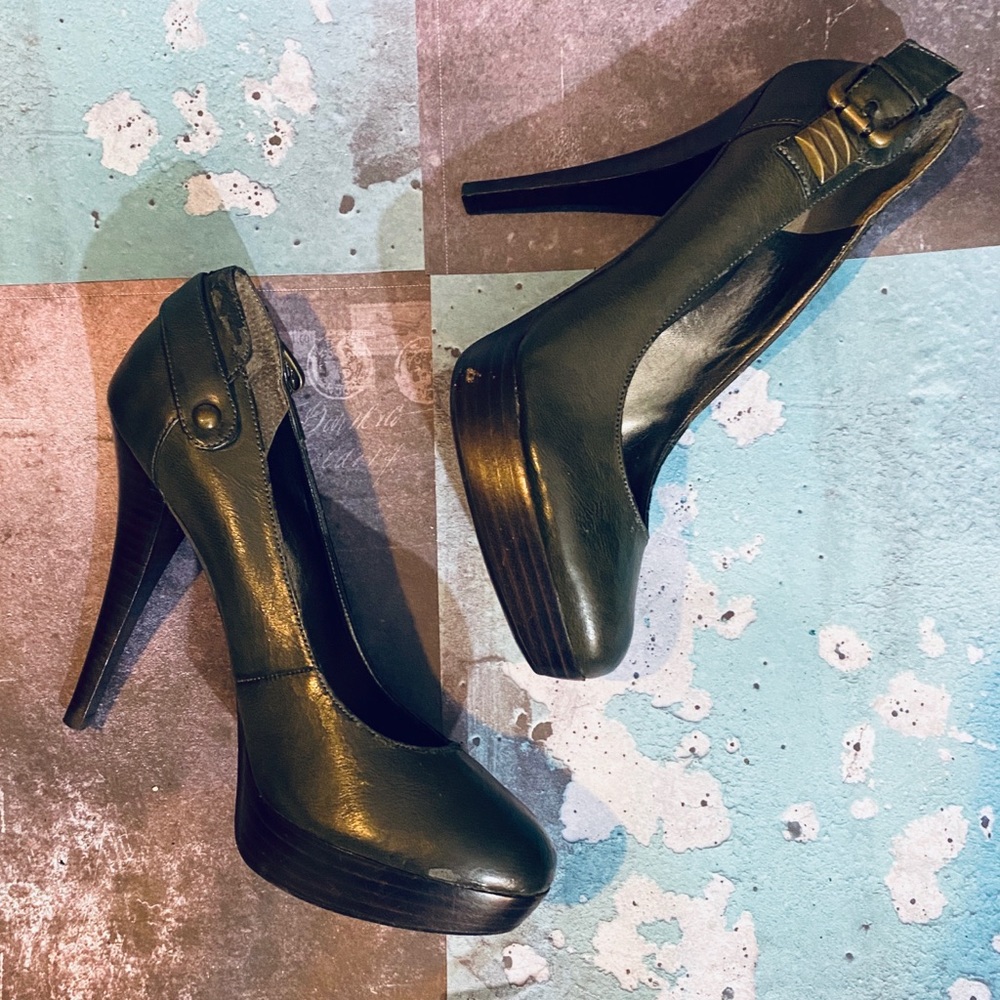 Army Green Guess Heels
